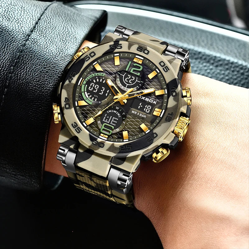 FOXBOX Men's Digital Military Sport Watch 50m Waterproof LED