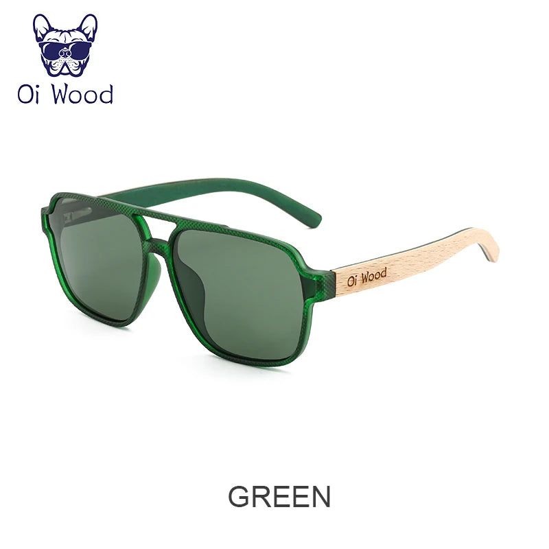 Oi Wood Men's Eco-Friendly Polarizing Sunglasses+UVA&B Protection