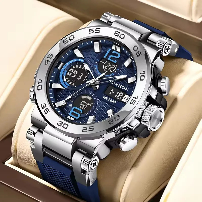 FOXBOX Men's Luxury Sport Wristwatch Waterproof with LED Display