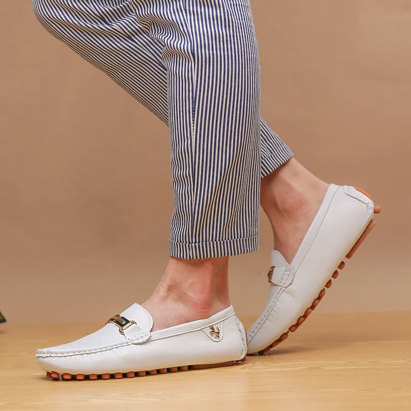 YRZL Men's Handmade Luxury Loafers PU Leather Flats Slip-on Shoes