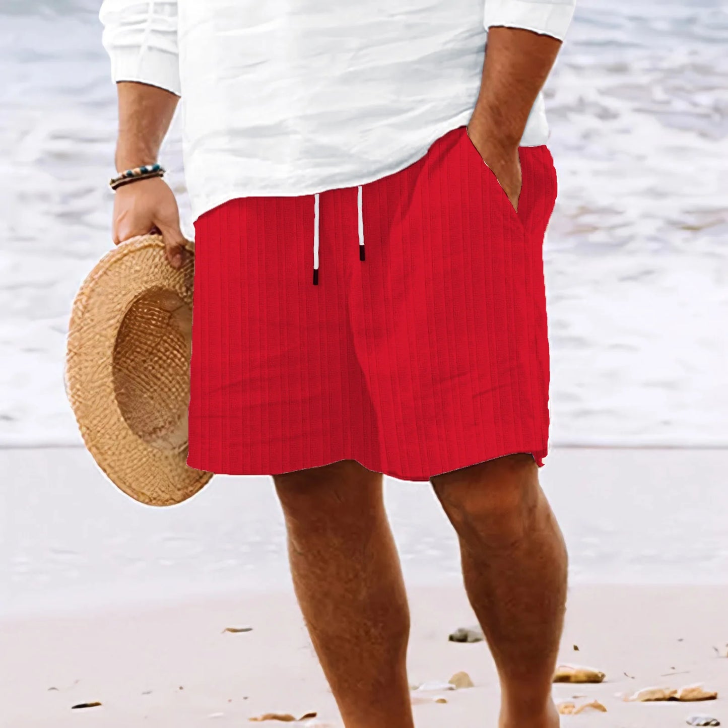 CHIROM SUPPLY Men's Hawaiian Beach Style Multi-Pocket Lightweight Comfortable Shorts