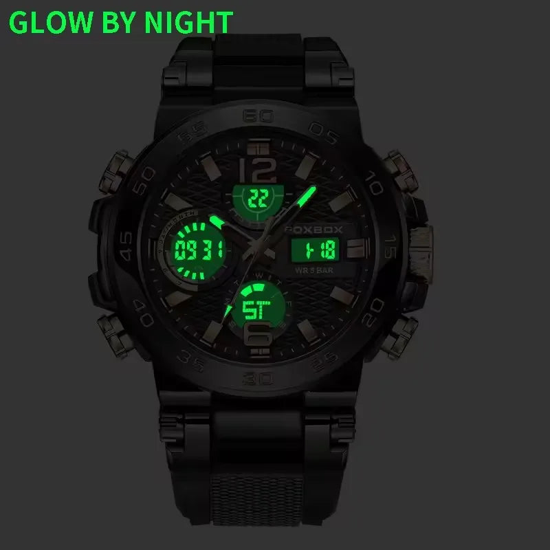 FOXBOX Men's Luxury Sport Wristwatch Waterproof with LED Display