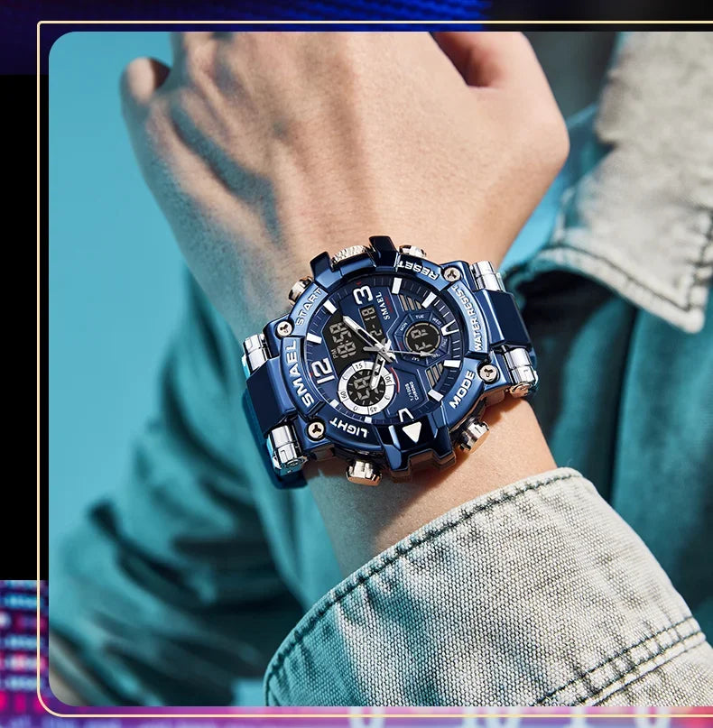 SMAEL 8110 Men's New Sports LED 50m Waterproof Digital Shockproof Electronic Wristwatch.
