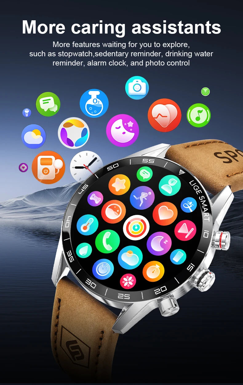 LIGE Men's Rugged Military GPS SmartWatch with HD Screen, Heart Rate, and Bluetooth