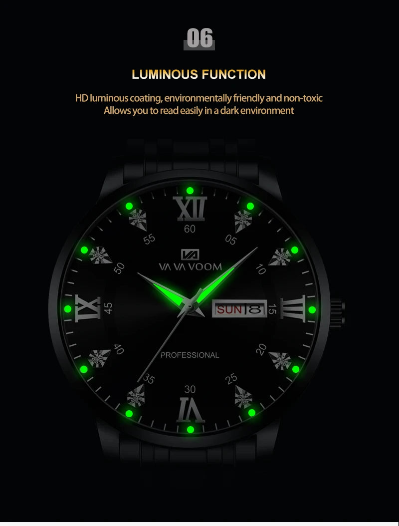 VA VA VOOM Men's Luxury Stainless Steel & Waterproof Wrist-Watch