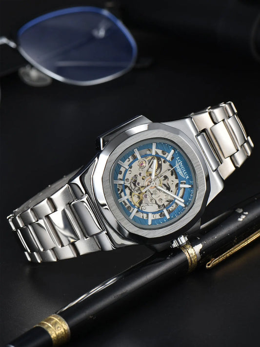 LONGLUX Men's Luxury Mechanical+Stainless Steel Wristwatch