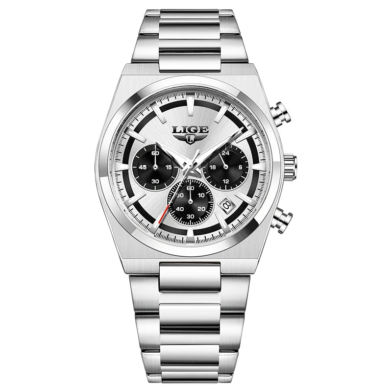 LIGE Men's Luxury Waterproof Watch Luminous Date Chronograph & Stainless Steel