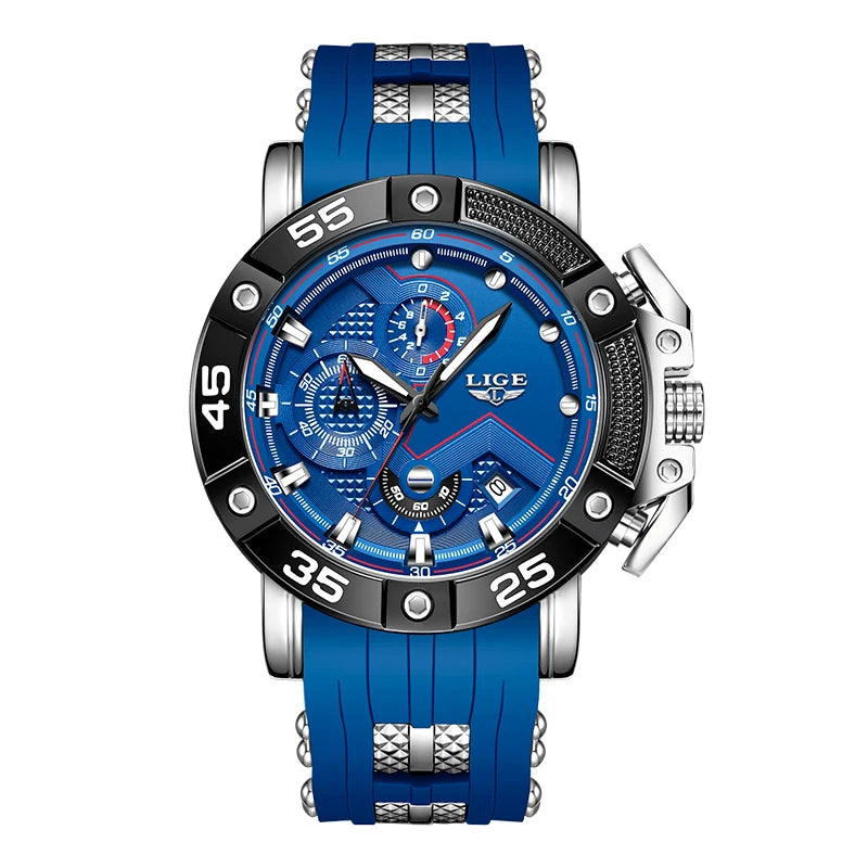 LIGE Men's Military Sports Watch with Silicone Strap Waterproof