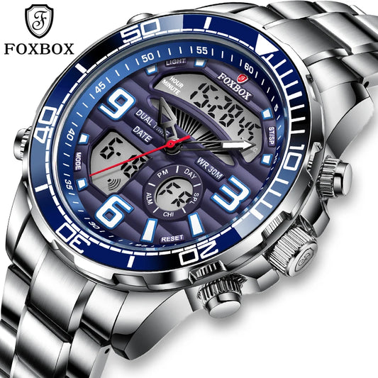 FOXBOX Men's Digital Luxury Quartz Wristwatch