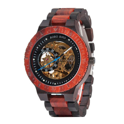 BOBO BIRD Men's Wooden Mechanical Luxury Wristwatch