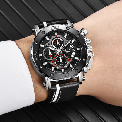 LIGE New Luxury Business Military Sports Waterproof Wristwatch for Men with Silicone Band