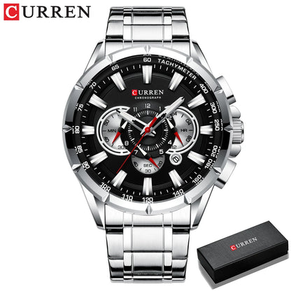 CURREN Men's Casual Sport Chronograph Stainless Steel Wristwatch Luminous