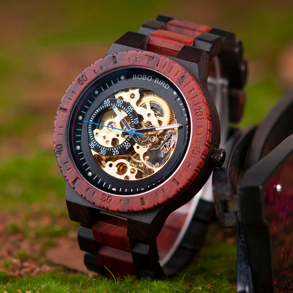 BOBO BIRD Men's Wooden Mechanical Luxury Wristwatch