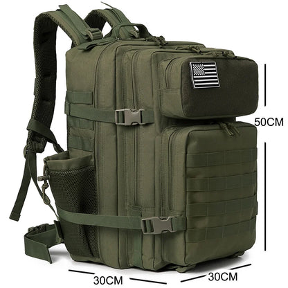 CHIROM SUPPLY Men's 50L Tactical Survival Backpack with Rucksack Bottle Holder.