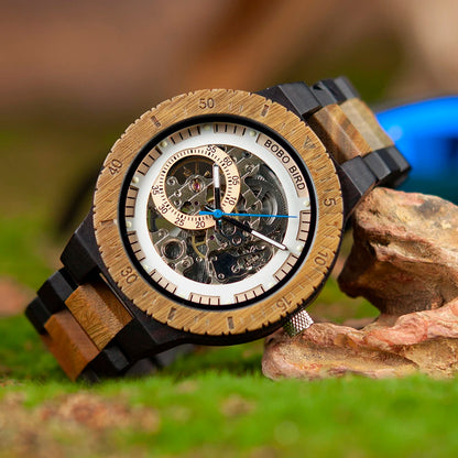 BOBO BIRD Men's Wooden Mechanical Luxury Wristwatch