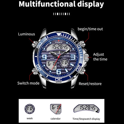 FOXBOX Men's Digital Luxury Quartz Wristwatch