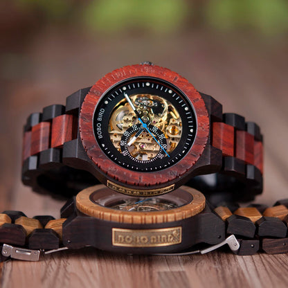 BOBO BIRD Men's Wooden Mechanical Luxury Wristwatch
