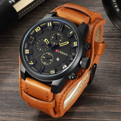 CURREN Men's Luxury Sport Wristwatch with Leather Strap