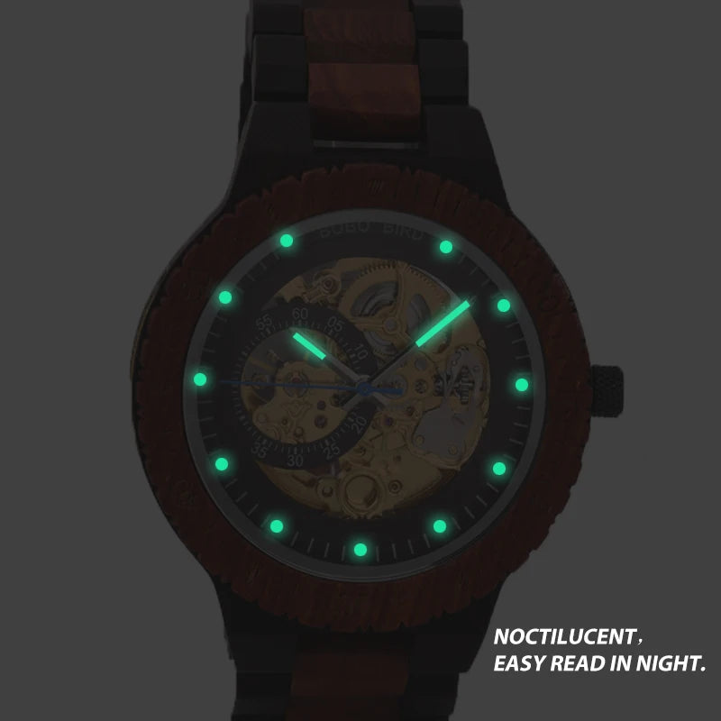 BOBO BIRD Men's Wooden Mechanical Luxury Wristwatch