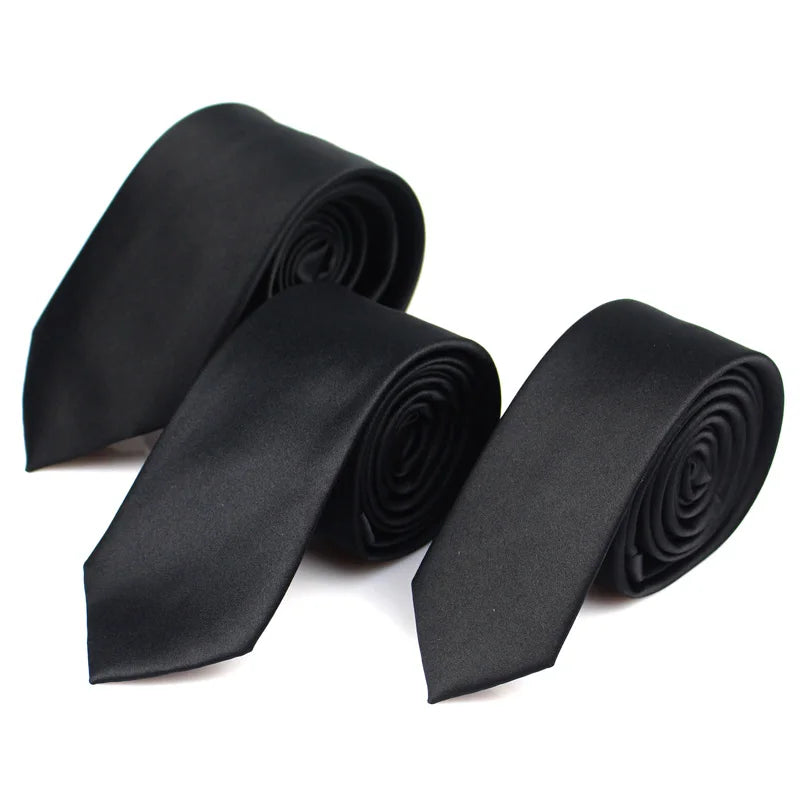 CHIROM SUPPLY Classic Solid Black Silk Ties for Men