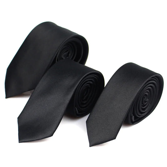 CHIROM SUPPLY Classic Solid Black Silk Ties for Men