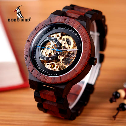 BOBO BIRD Men's Wooden Mechanical Luxury Wristwatch
