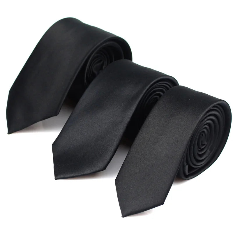 CHIROM SUPPLY Classic Solid Black Silk Ties for Men