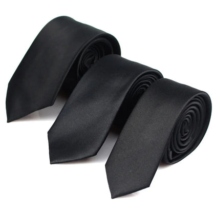 CHIROM SUPPLY Classic Solid Black Silk Ties for Men