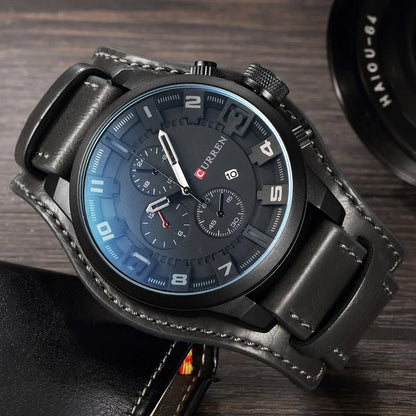CURREN Men's Luxury Sport Wristwatch with Leather Strap