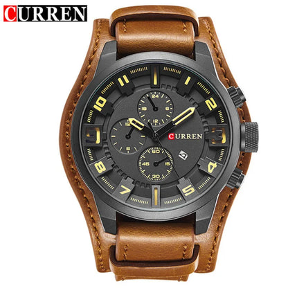 CURREN Men's Luxury Sport Wristwatch with Leather Strap