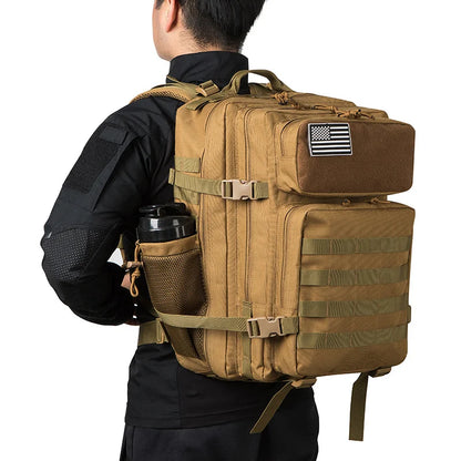 CHIROM SUPPLY Men's 50L Tactical Survival Backpack with Rucksack Bottle Holder.
