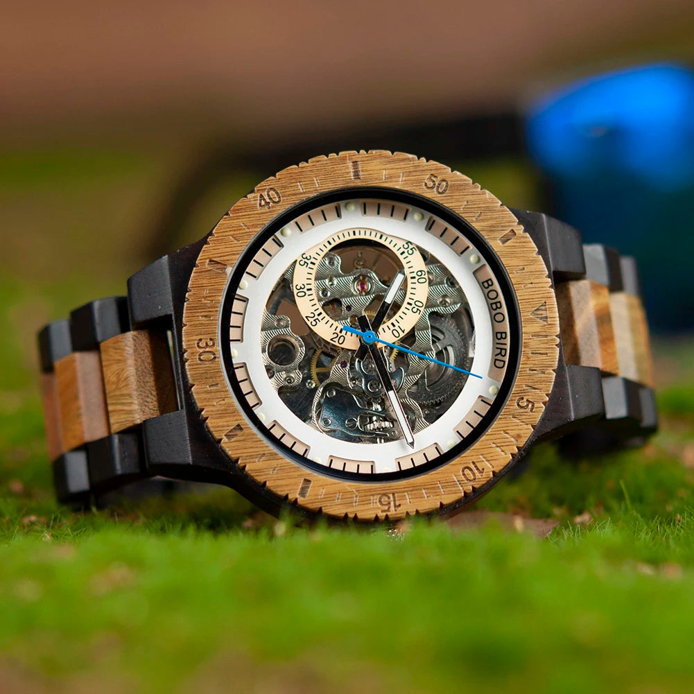 BOBO BIRD Men's Wooden Mechanical Luxury Wristwatch