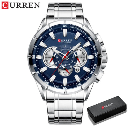 CURREN Men's Casual Sport Chronograph Stainless Steel Wristwatch Luminous