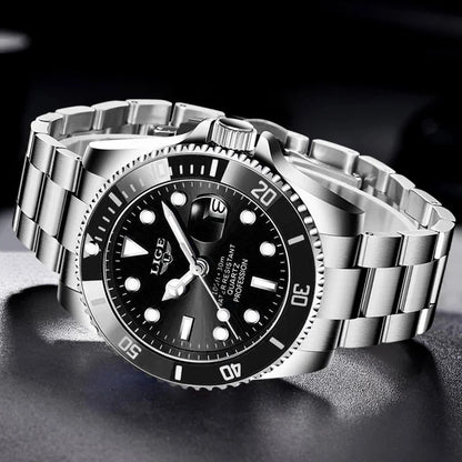 LIGE Men's Luxury Diver's Sport Watch 3ATM Waterproof