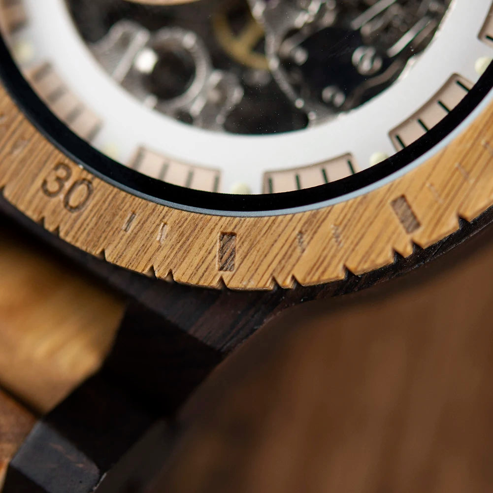 BOBO BIRD Men's Wooden Mechanical Luxury Wristwatch