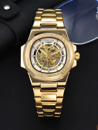 LONGLUX Men's Luxury Mechanical+Stainless Steel Wristwatch