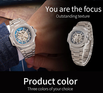 LONGLUX Men's Luxury Mechanical+Stainless Steel Wristwatch