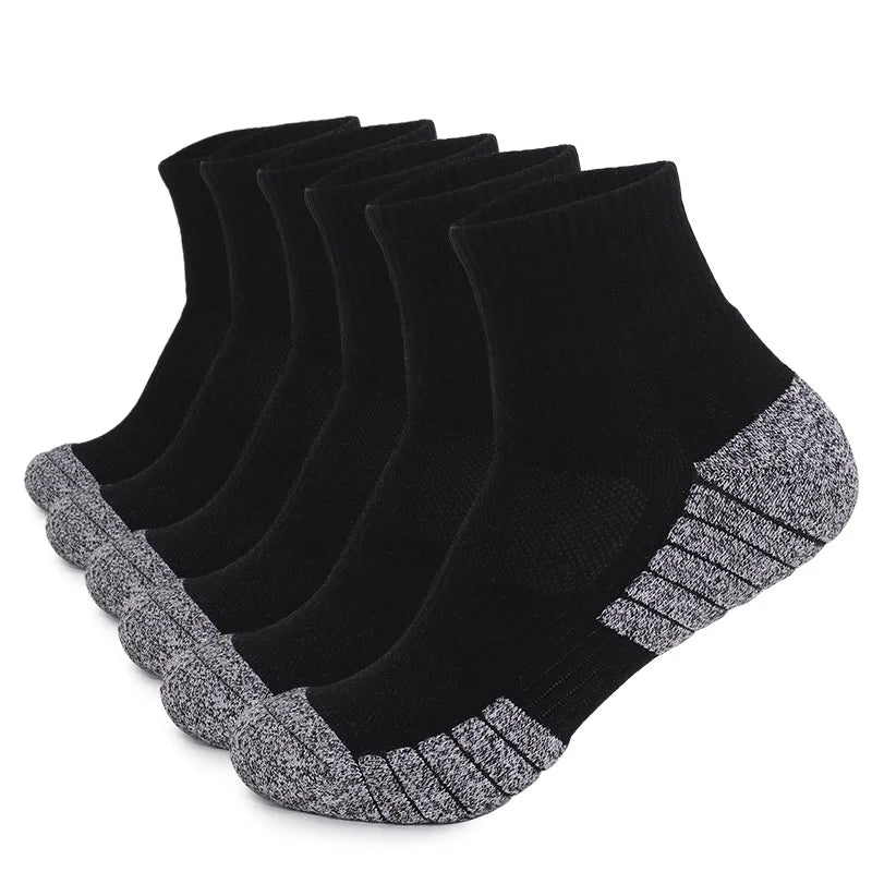 CHIROM SUPPLY 6 pairs Men's Outdoor Sports Thickened Bottomed Sweat-absorbing Short Tube Running Socks.