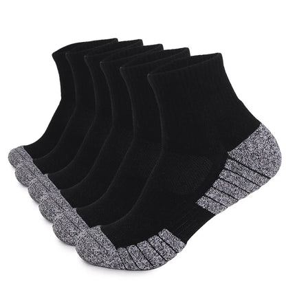 CHIROM SUPPLY 6 pairs Men's Outdoor Sports Thickened Bottomed Sweat-absorbing Short Tube Running Socks.