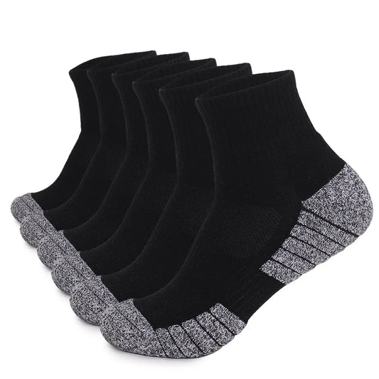 CHIROM SUPPLY 6 pairs Men's Outdoor Sports Thickened Bottomed Sweat-absorbing Short Tube Running Socks.