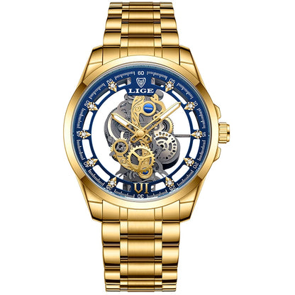 LIGE Men's Automatic Skeleton Watch