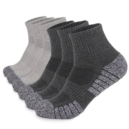 CHIROM SUPPLY 6 pairs Men's Outdoor Sports Thickened Bottomed Sweat-absorbing Short Tube Running Socks.