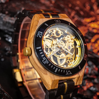 BOBO BIRD Men's Wooden Mechanical Luxury Wristwatch