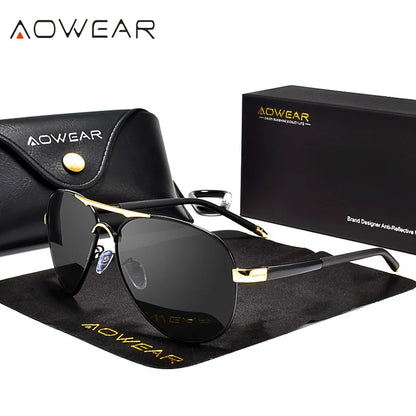 AOWEAR Men's Aviation HD Polarized Mirror Sunglasses