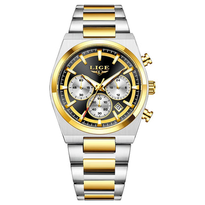 LIGE Men's Luxury Waterproof Watch Luminous Date Chronograph & Stainless Steel