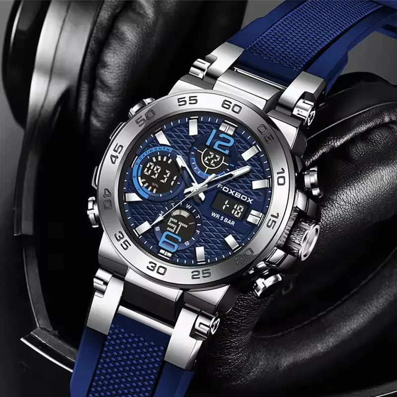 FOXBOX Men's Luxury Sport Wristwatch Waterproof with LED Display