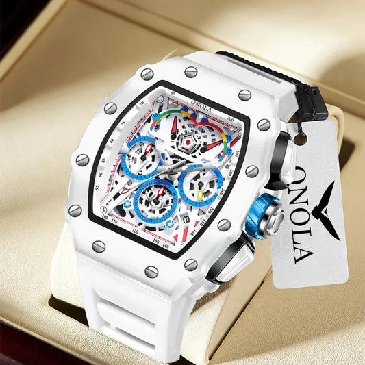 ONOLA Men's Luxury Silicone Sports Wristwatch Waterproof