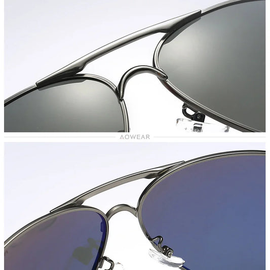 AOWEAR Men's Aviation HD Polarized Mirror Sunglasses
