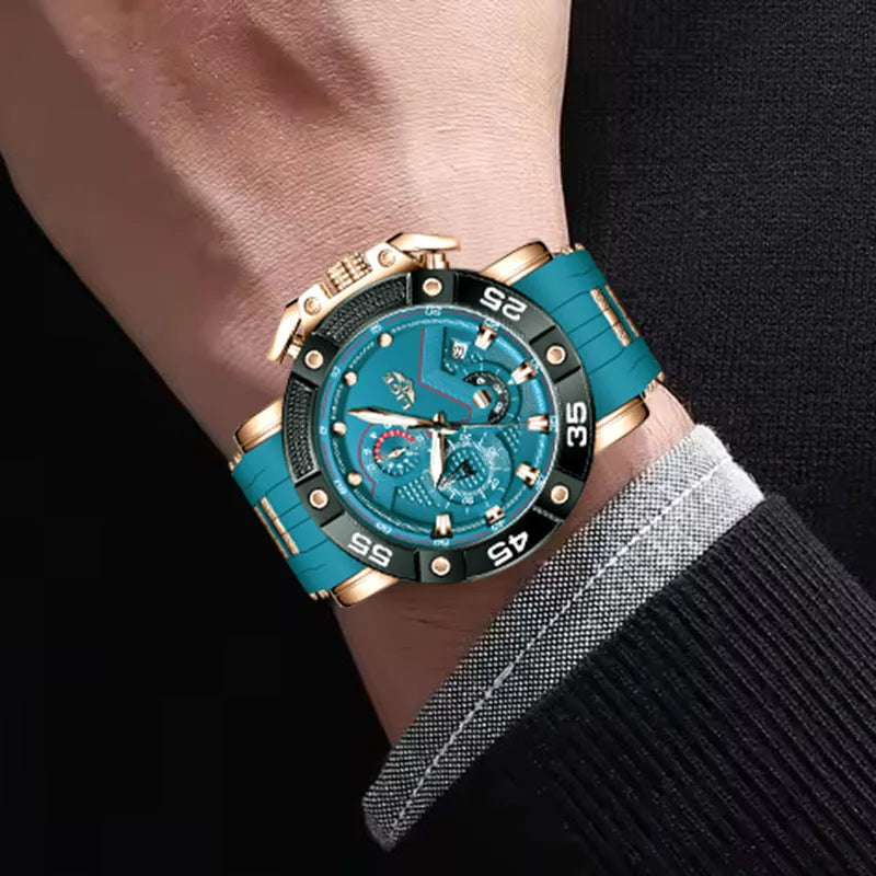 LIGE Men's Military Sports Watch with Silicone Strap Waterproof