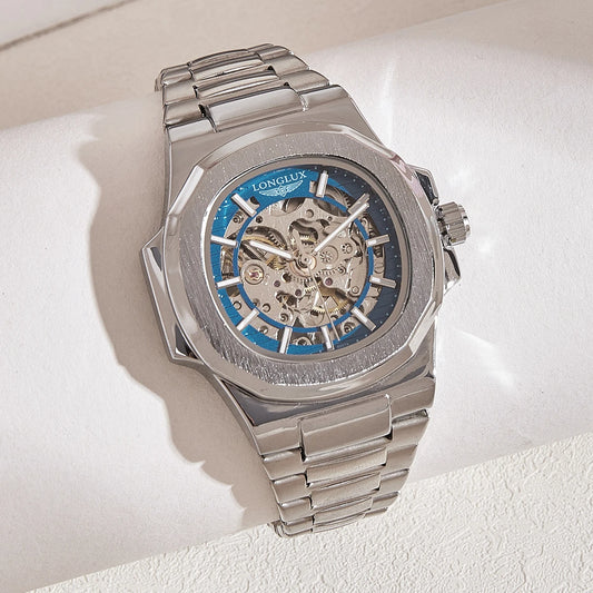 LONGLUX Men's Luxury Mechanical+Stainless Steel Wristwatch